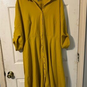 Sharagano Mustard Long Sleeve Dress